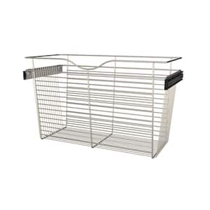 18 in. H x 30 in. W Nickel Steel 1-Drawer Wide Mesh Wire Basket