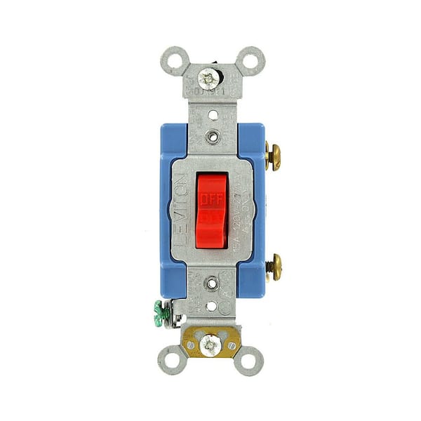 Leviton 15 Amp Industrial Grade Heavy Duty Single-Pole Toggle Switch, Red