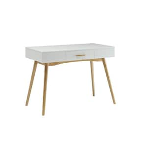 Designs2Go Olso 39.5 in. Rectangular White and Light Oak Wood 1-Drawer Writing Desk