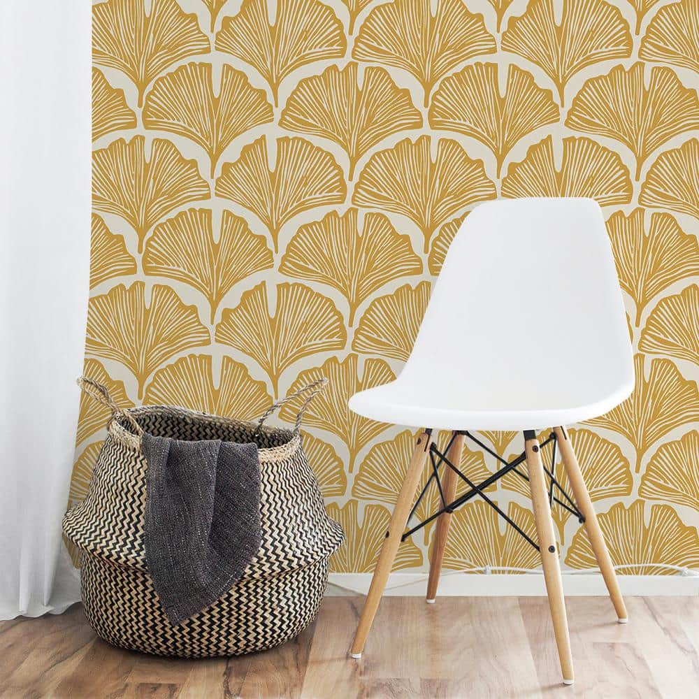 Golden Mustard Palm Self-Adhesive Removable Wallpaper Roll