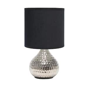 9.25 in. Silver and Black Hammered Drip Mini Table Lamp