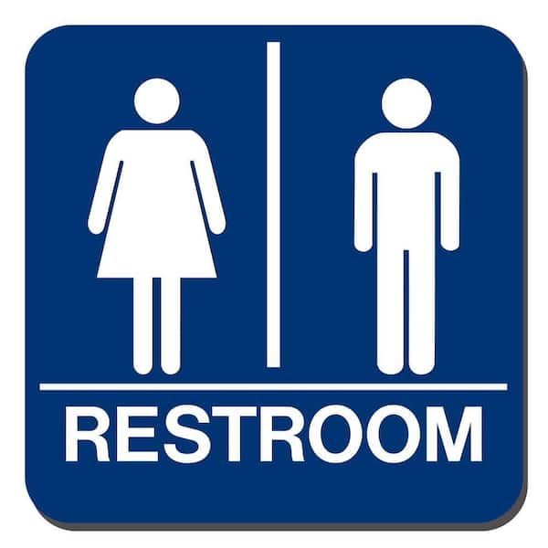 8 in. x 8 in. Blue Plastic with Braille Restroom Sign