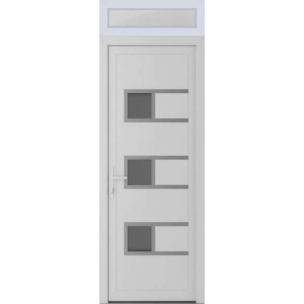 32 in. x 94 in. Right-hand/Inswing Frosted Glass White Silk Steel Prehung Front Door with Hardware