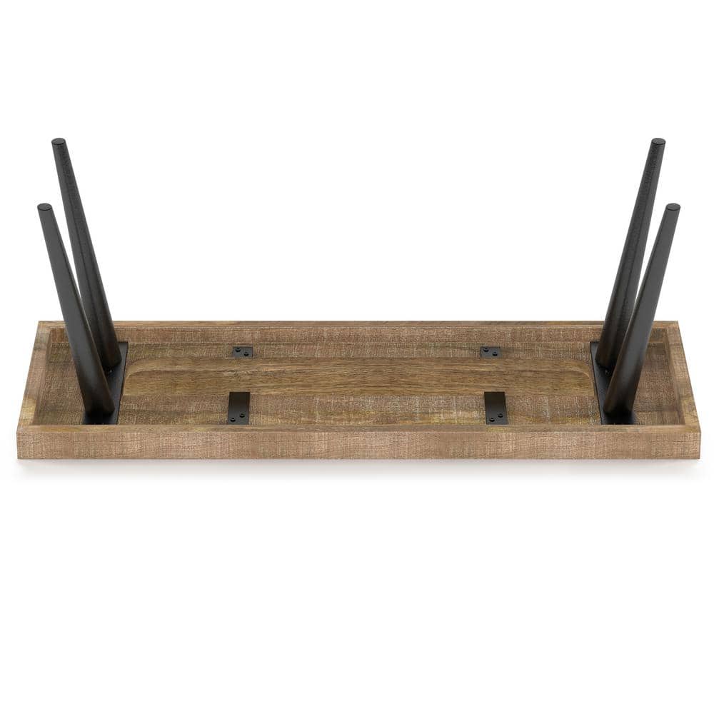 Durham 43" Distressed Natural Mango Wood Industrial Bench