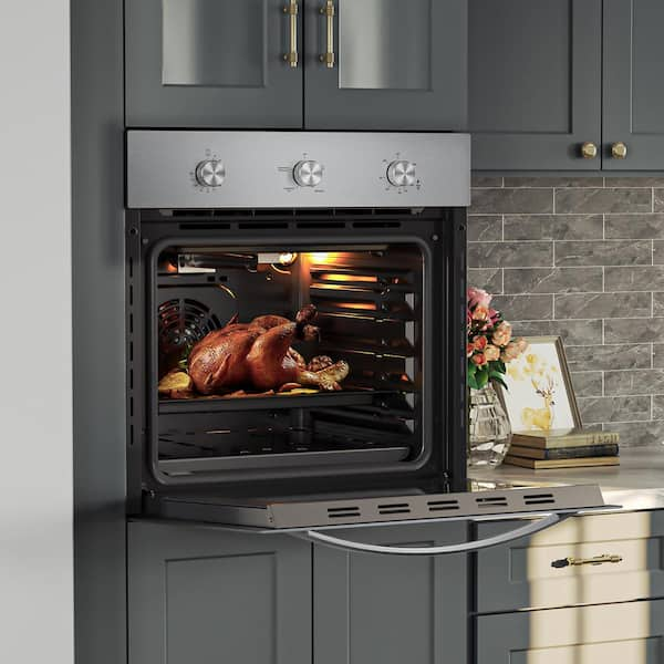 24 in. Single Gas Wall Oven in Stainless Steel with Convection and Knob Controls