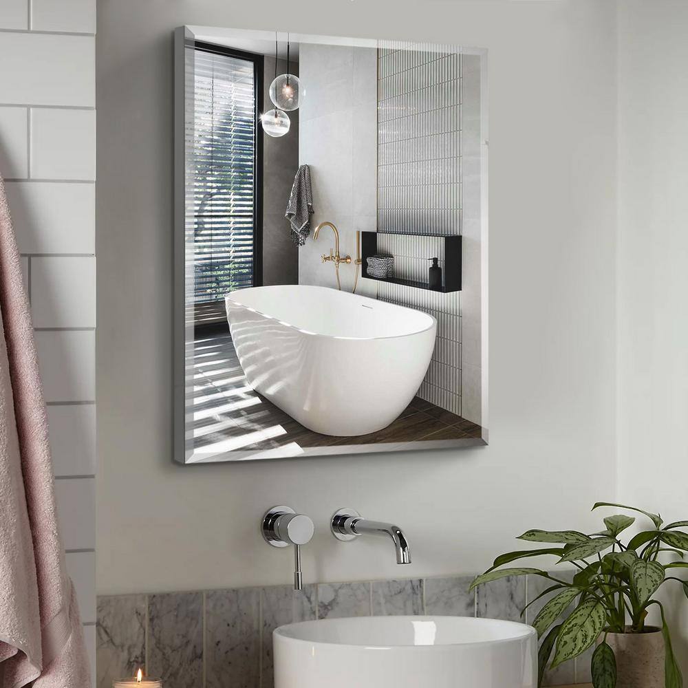 24 in. W x 30 in. H Rectangular Silver Aluminum Recessed/Surface Mount Medicine Cabinet with Mirror Bathroom Storage