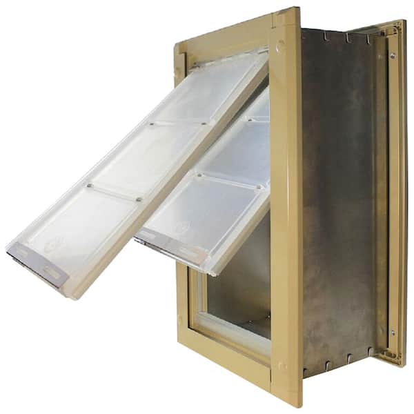 Endura Flap 10 in. x 18 in. Large Double Flap for Walls with Tan Aluminum Frame