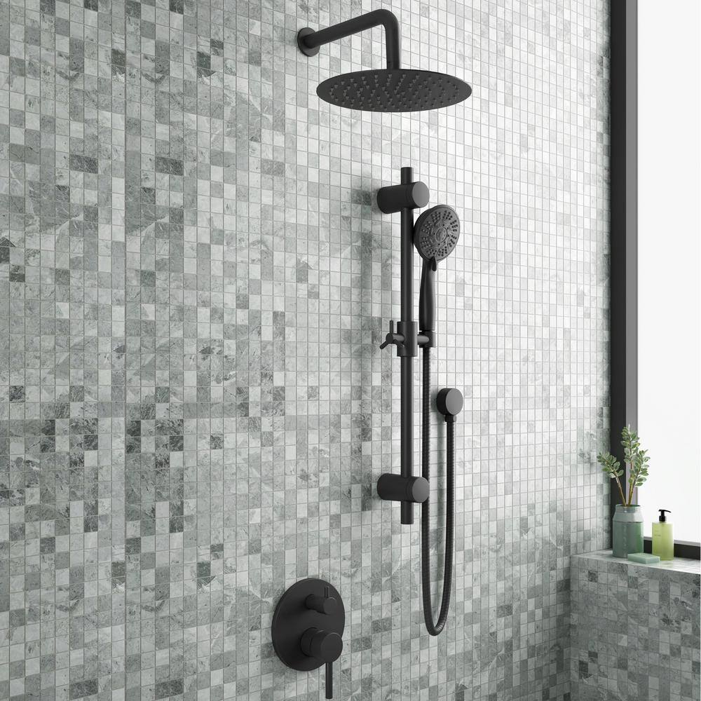 Matte Black Adjustable Multi-Head Shower System with Handheld
