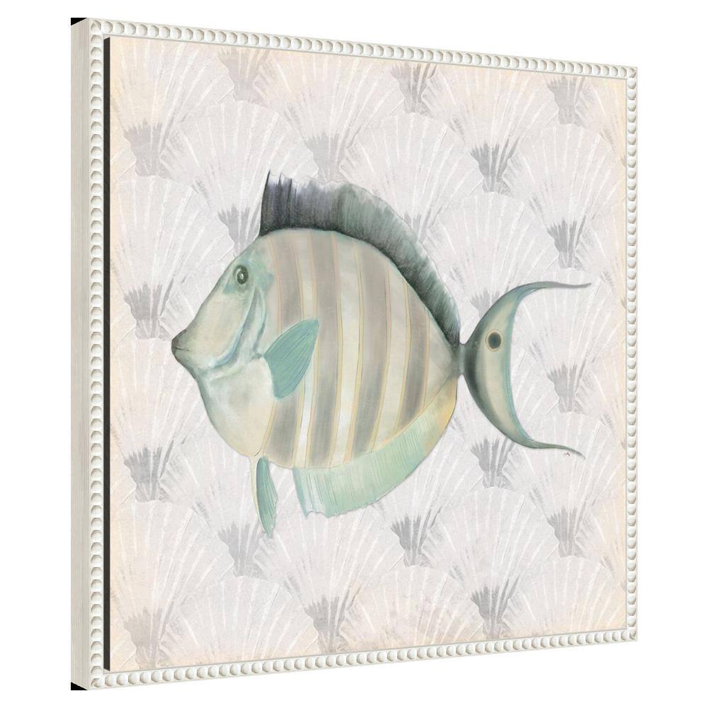 Neutral Vintage Fish Canvas Art with Beaded Frame