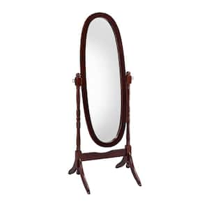 23 in. W x 59 in. H Reproduction Oval Cherry Finish Frame Wooden Floor Mirror