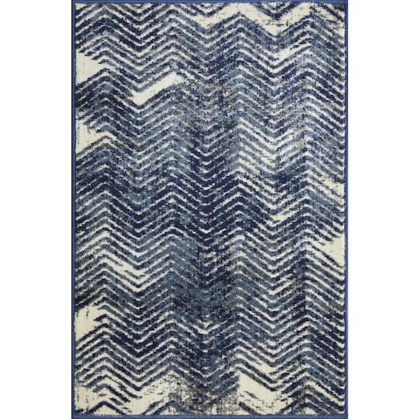 LOOMAKNOTI Aysal Armelar Blue 2 ft. x 3 ft. Geometric Polypropylene Indoor Area Rug