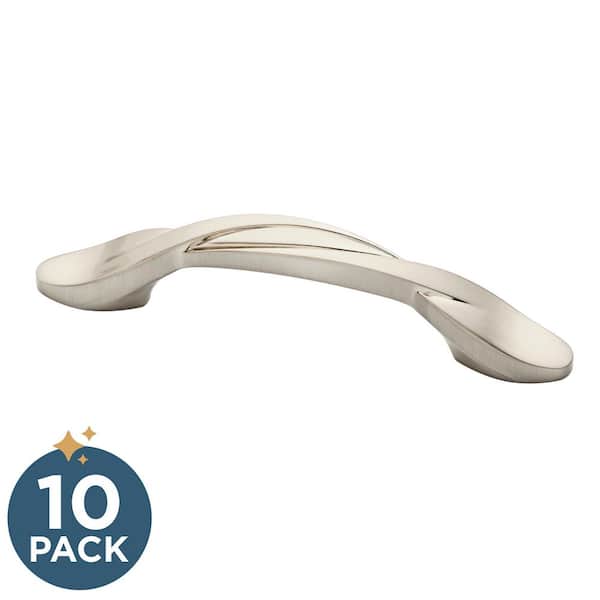 10-Pack Simple Twist 3 in. (76 mm) Classic Satin Nickel Cabinet Drawer Spoon Foot Pulls