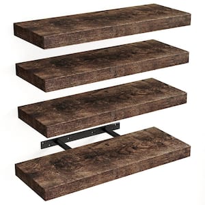 15.8 in. W x 5.5 in. D Rustic Brown Solid Wood Decorative Wall Shelf, (Set of 4)