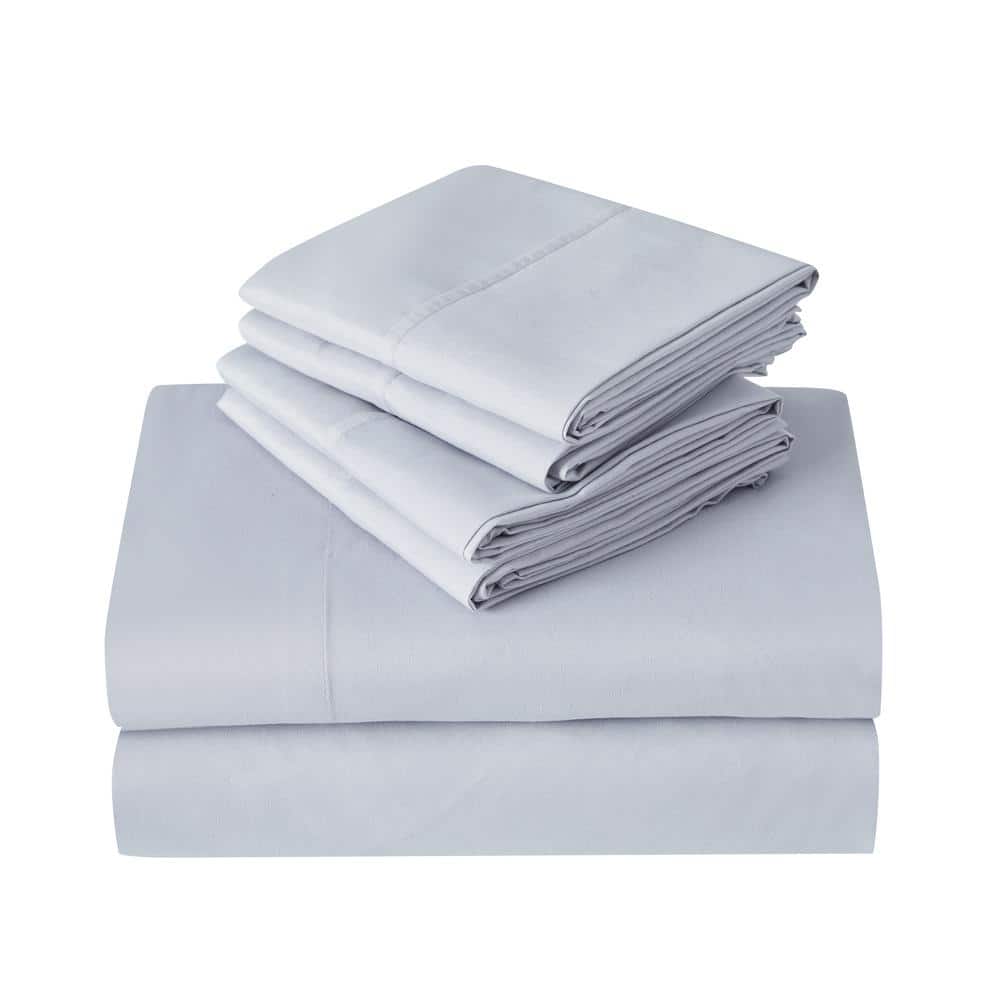 Silver Grey Queen Cotton Polyester 6-Piece Sheet Set