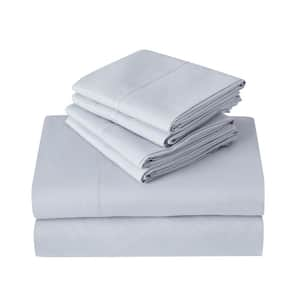 2000TC 6-Piece Silver Grey Solid Cotton Blend Queen Sheet Set