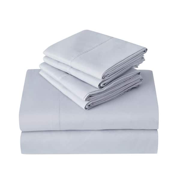 Kathy Ireland 2000TC 6-Piece Silver Grey Solid Cotton Blend Queen Sheet Set
