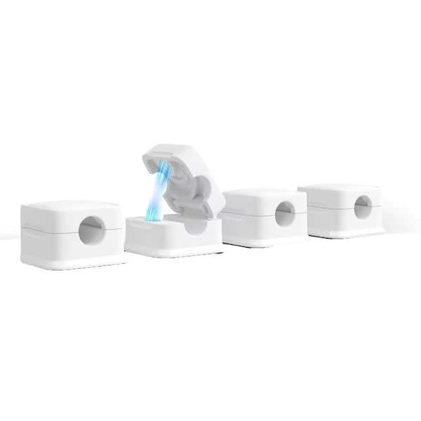 Vrbgify Magnetic Cord Organizer, Wire Holder Keeper Management, Hide Or Organize Phone USB Charger Cable in White (8-Pack)