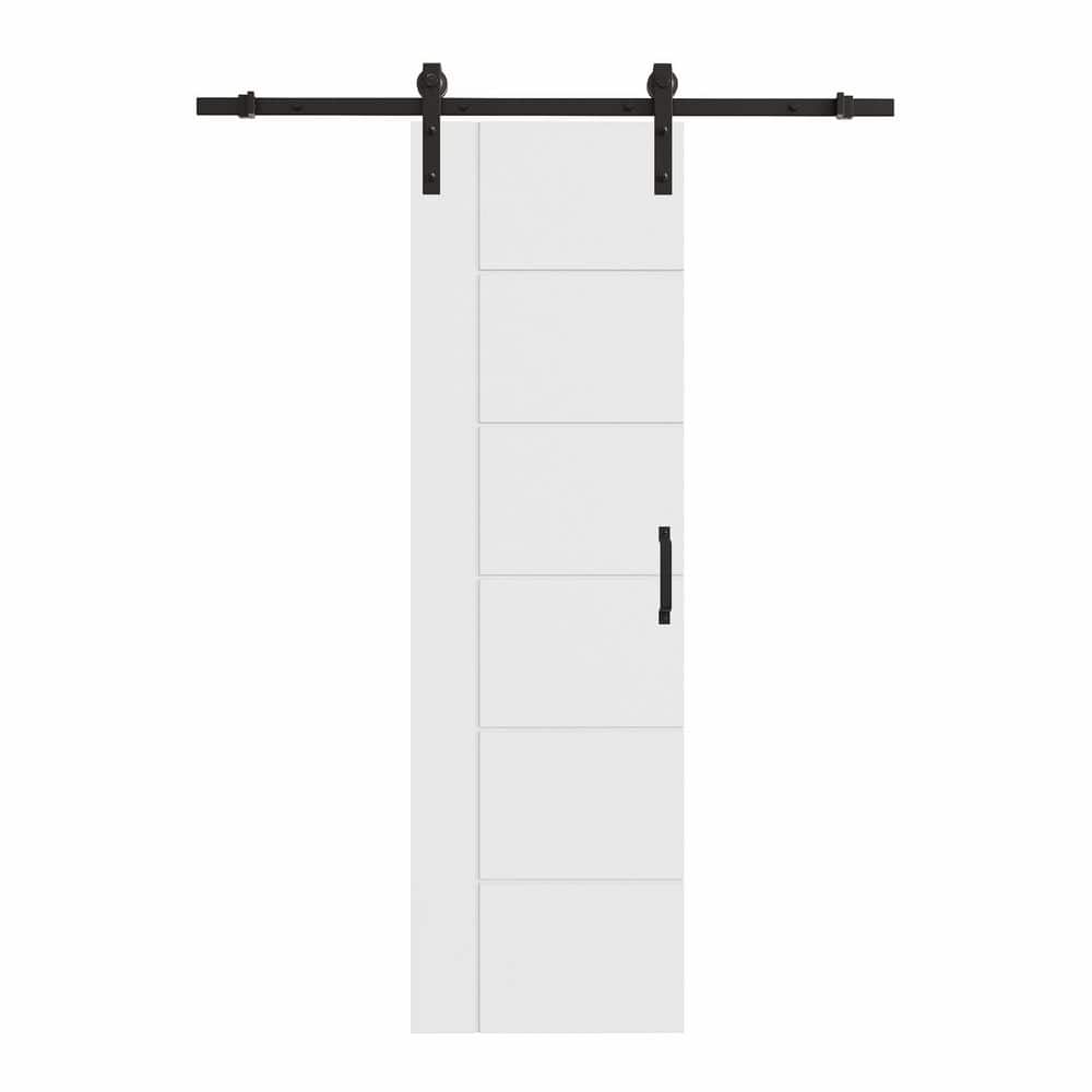 24 in. x 80 in. 6 Panel Blank Pattern White Primed MDF Sliding Barn Door with Hardware Kit without soft close price history on PriceWatchPro