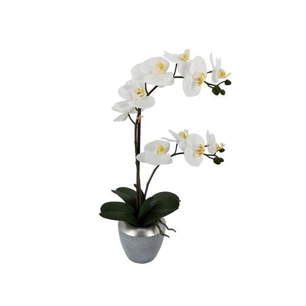 Mikasa Real Touch 22 in. Artificial White Phalaenopsis Orchid in Pot