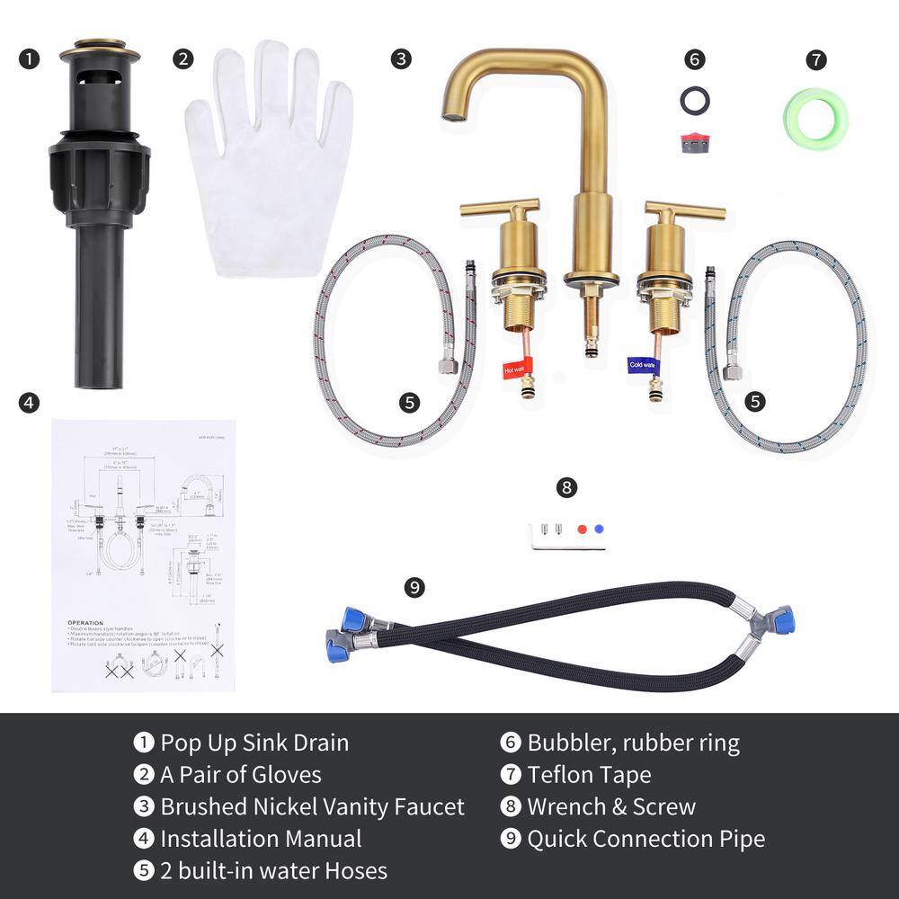 Brushed Gold Stainless Steel Double Handle Bathroom Faucet