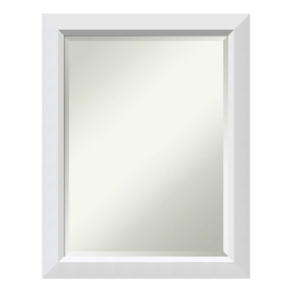 Medium Rectangle White Beveled Glass Contemporary Mirror (28 in. H x 22 in.