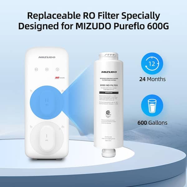 Pureflo RO Water Filter Cartridge Replacement for Pureflo 600 GPD Under Sink Reverse Osmosis System, 1-Pack