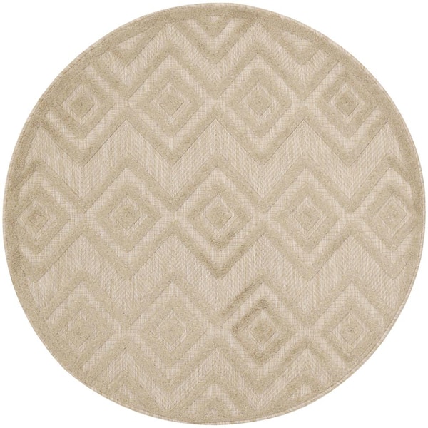 Nourison Versatile Cream 4 ft. x 4 ft. Diamond Contemporary Round Indoor Area Rug