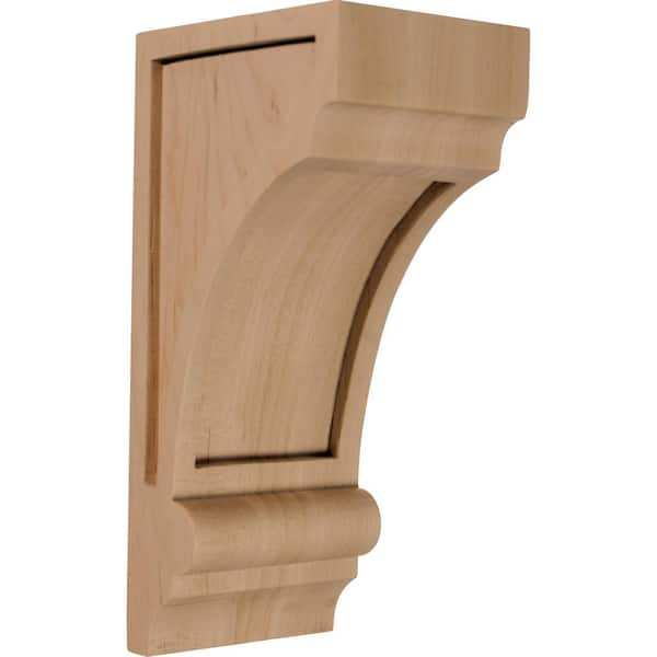 Ekena Millwork 4 in. x 3-1/4 in. x 8 in. Unfinished Wood Rubberwood Diane Recessed Wood Corbel