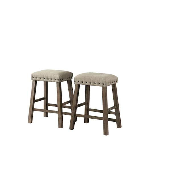 Unbranded Brown Charleston 2 pack Accent BACKLESS STOOLS