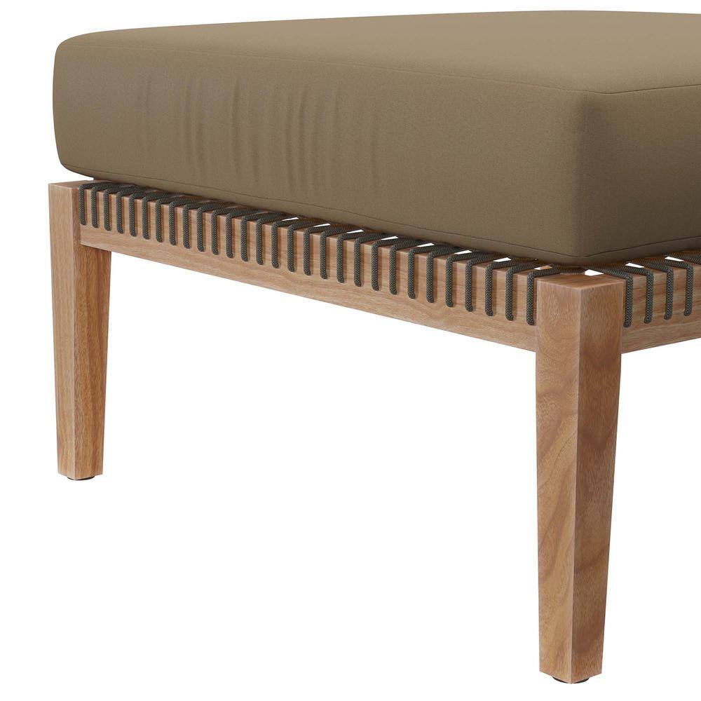 Clearwater Coastal Charm Teak Wood and Woven Rope Outdoor Ottoman