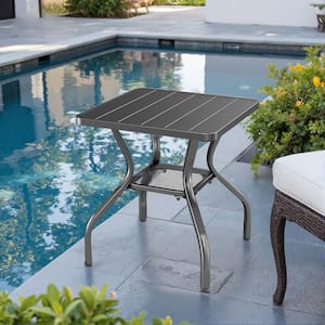 Black Square Iron Outdoor Patio Side Table