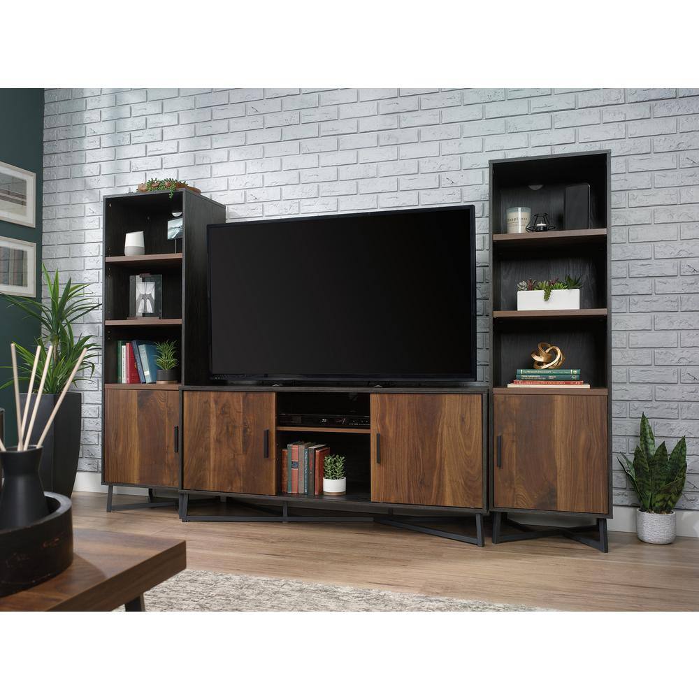 60'' Adjustable Black & Brew Oak Industrial Bookcase with Doors