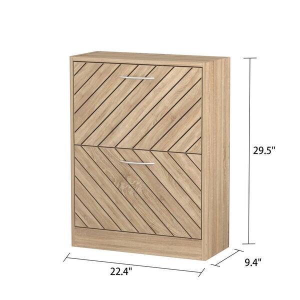 FUFU&GAGA Natural Color 12-Pair Shoe Storage Cabinet with 2