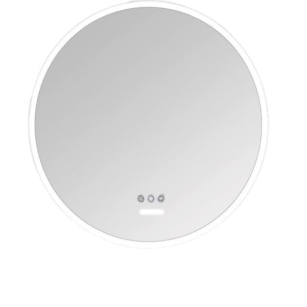 EPOWP 24 in. W x 24 in. H Small Round Frameless Anti-Fog Wall Mounted Bathroom Vanity Mirror in Silver