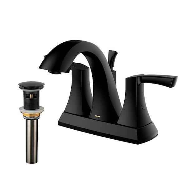 Randburg Centerset 2-Handle 2-Hole Bathroom Faucet with Matching Pop-up Drain in Matte Black