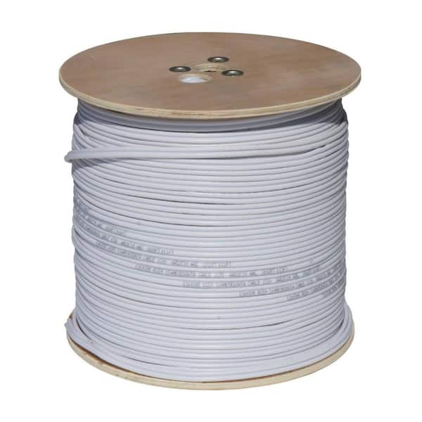 1000 ft. White 18-Gauge RG59 Coaxial Cable with Power Cable in Wooden Spool
