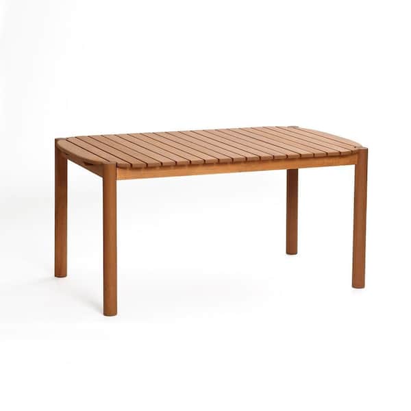 59 in. 6-Person Natural Solid Wood Rectangle Outdoor Dining Table