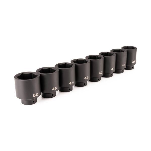 1/2 Inch Drive Deep 6-Point Impact Socket Set, 8-Piece (39-50 mm)
