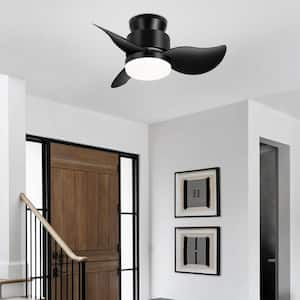 Tracy II 22 in. Integrated LED Indoor Black Small Low Profile Ceiling Fan with Light and Remote Control Included