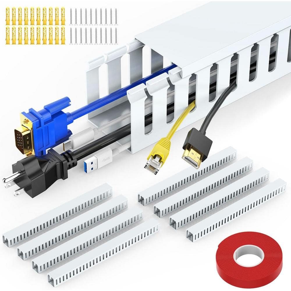 "8-PCS 15.4""L x 1.97""W x 1.97""H, Open Slot Cable Duct Management Cord Cover Raceway with Adhesive Tape & Screws, White" price history on PriceWatchPro