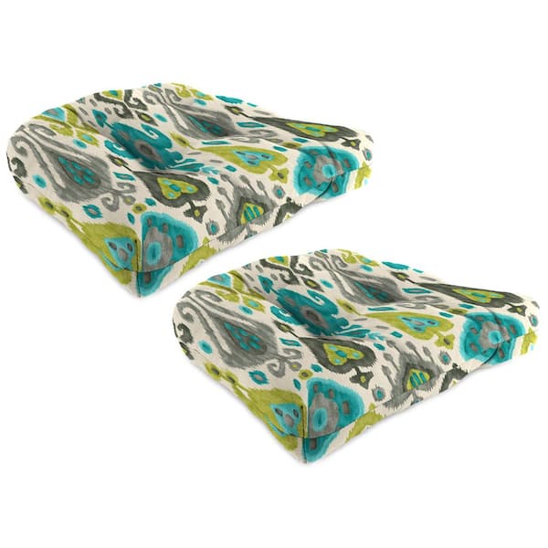 Jordan Manufacturing 19 in. W x 19 in. D x 4 in. T Square Outdoor Wicker Seat Cushion in Paso Turquoise (2-Pack)