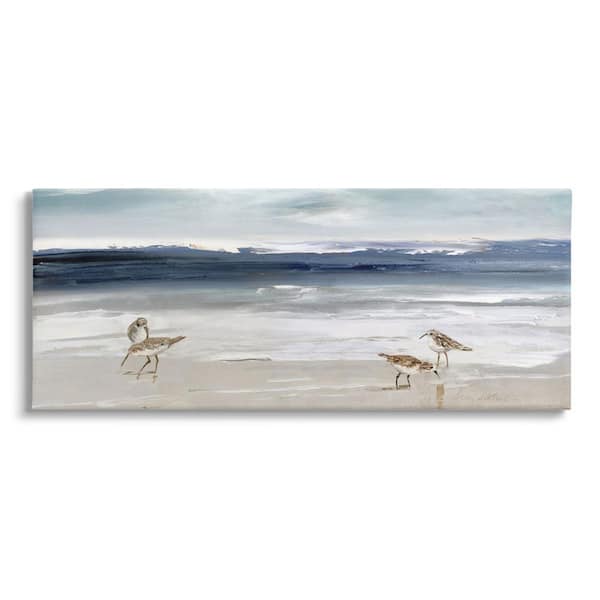 Sandpipers Grazing Sea Shore Design By Sally Swatland Unframed Nature Art Print 48 in. x 20 in.