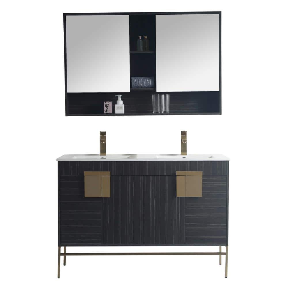 Kuro 47 in. W x 18 in. D x 33 in. H Double Sink Bath Vanity in White with W