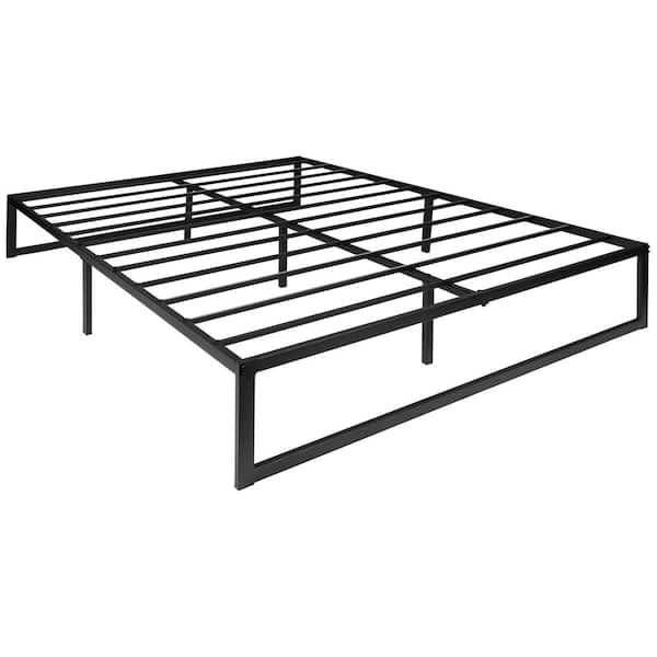 TAYLOR + LOGAN Black Metal Frame Queen Steel Platform Bed