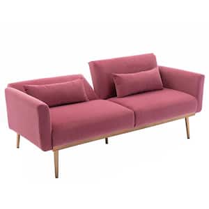 68.5 in. Pink Velvet Sofa, Accent Sofa, Loveseat Sofa with Metal Feet