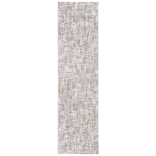 SAFAVIEH Courtyard Ivory/Dark Gray Brown 2 ft. x 8 ft. 2-Toned Marle Indoor/Outdoor Runner Rug