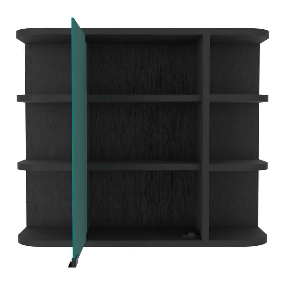 23.6 in. W. x 20 in. Wall Mounted Wood Shelf with Mirrored Cabinet, 3-Open 