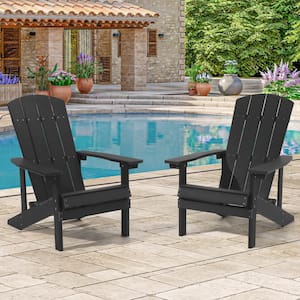 Black Recyled Plastic Weather Resistant Outdoor Patio Adirondack Chair (Set of 2)