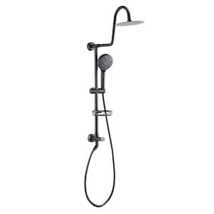Wall Bar Shower Kit 1-Spray 8 in. Round Rain Shower Head with Hand Shower in Matte Black(Valve Not Included)