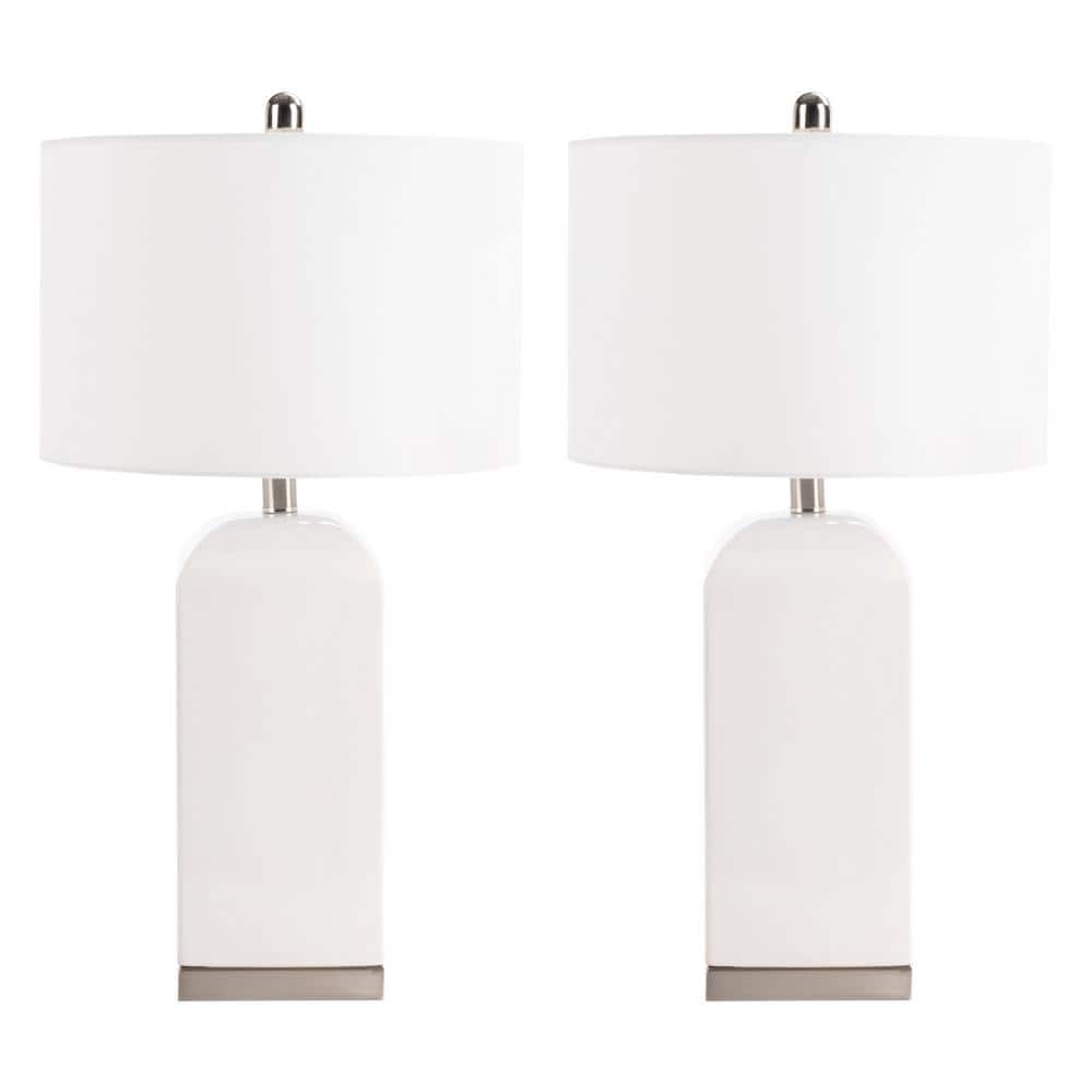 UPC 195058000109 product image for SAFAVIEH Ernia 27 in. White Table Lamp with Off White Shade (Set of 2) | upcitemdb.com